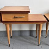 Pair of vintage 1960s asymmetrical bedside tables