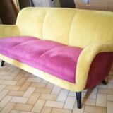 Sofa "" Teddy "" organic design EGG year 50 60 plush bi color
