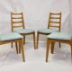 Set of 4 year old Scandinavian chairs restored fabric Edition Lelievre .