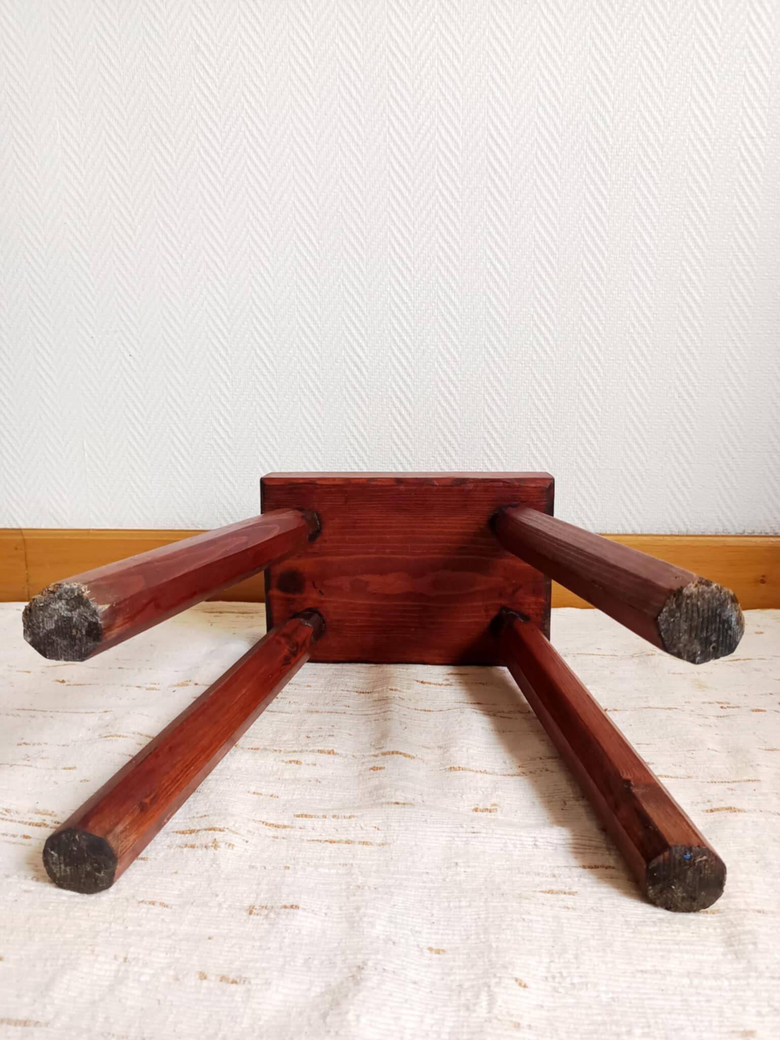 Vintage wooden brutalist farm stool