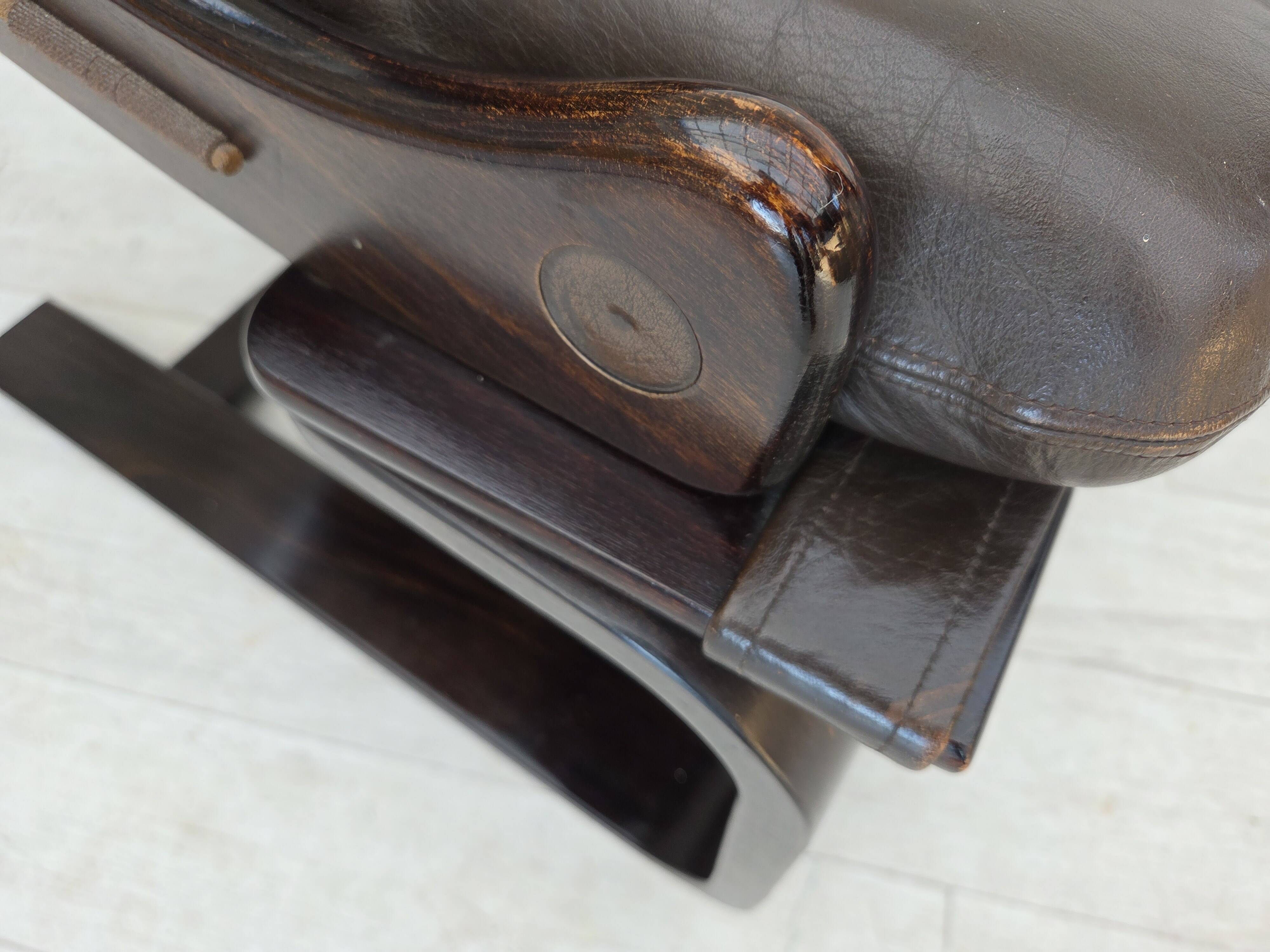 1970s, Swedish design by Åke Fribytter, armchair, furniture leather.