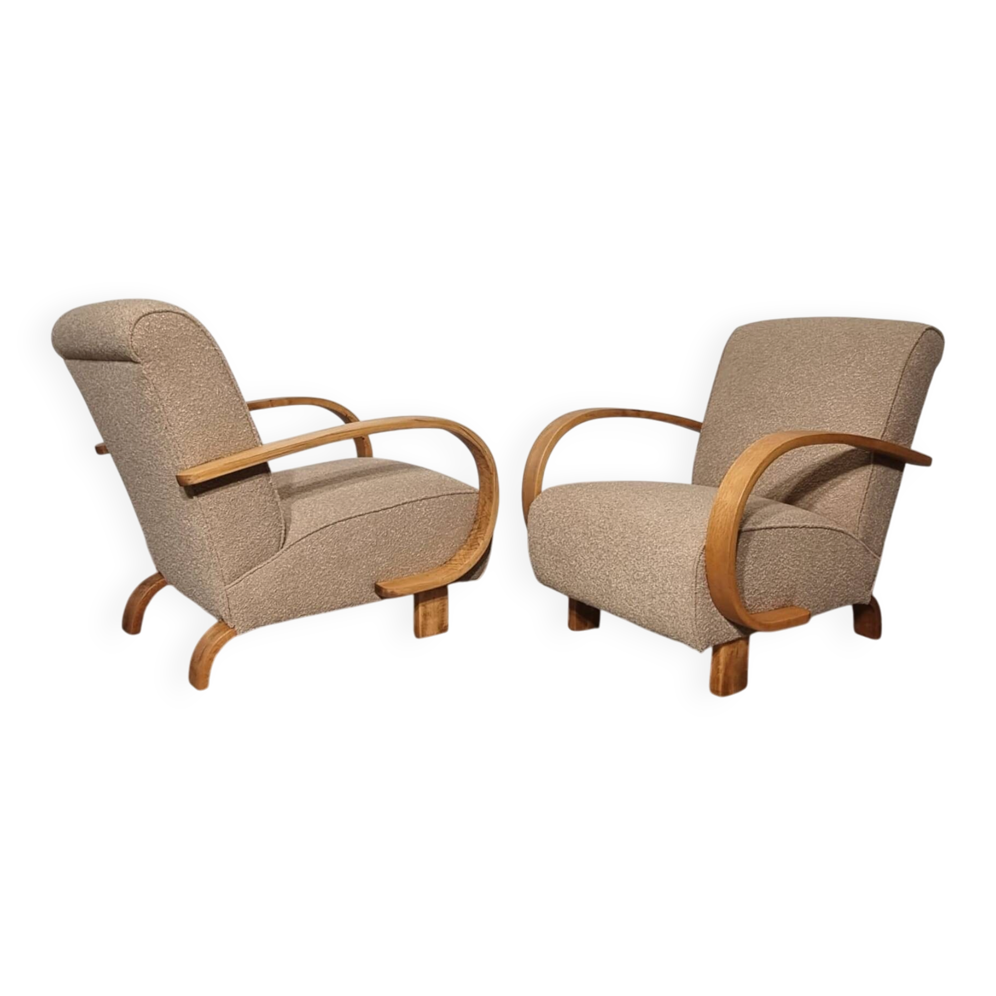 Paire de fauteuils Art Déco de Jindřich Halabala, années 1950