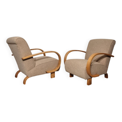 Paire de fauteuils Art Déco de Jindřich Halabala, années 1950
