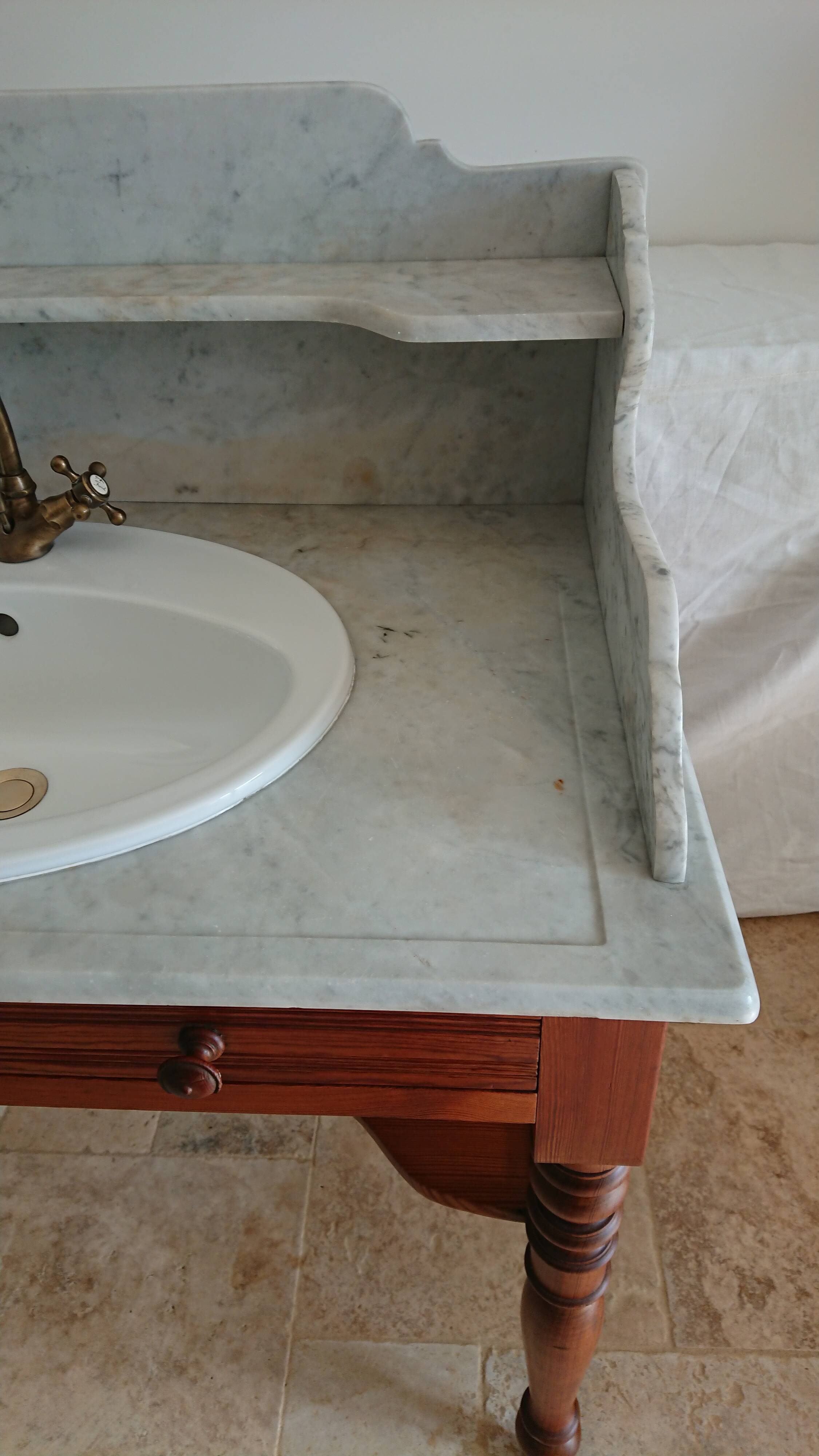 Toilet table on marble with cacker