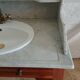 Toilet table on marble with cacker