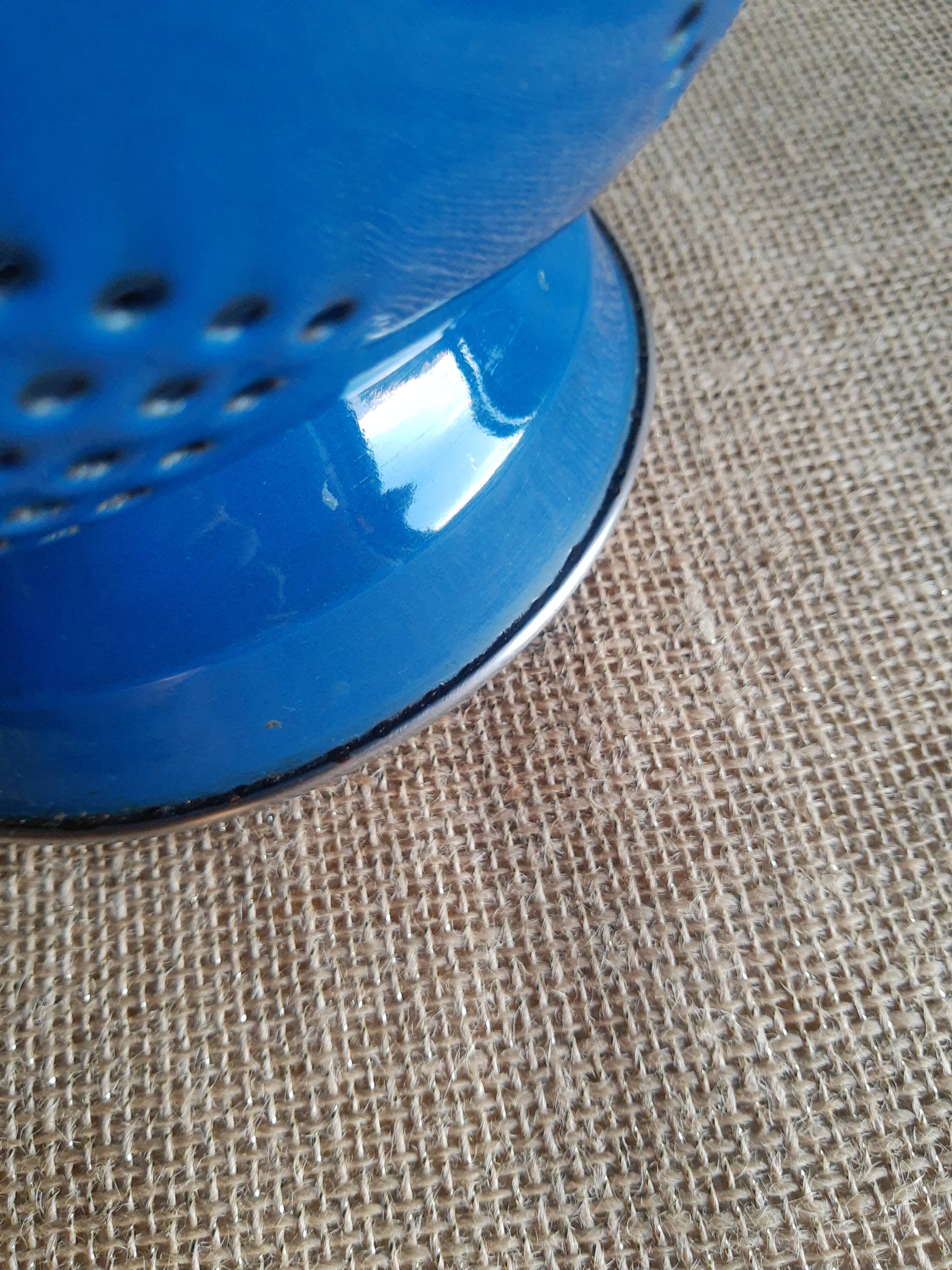 Vintage blue enamelled strainer