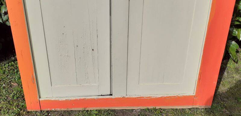 Pair of 19th-century cupboard doors and frame, woodwork