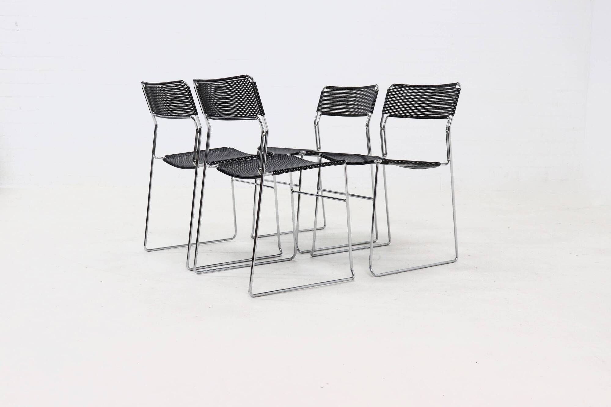 Set of 4 "Sultana" stacking dining chairs by Arrben Italy, 1980s