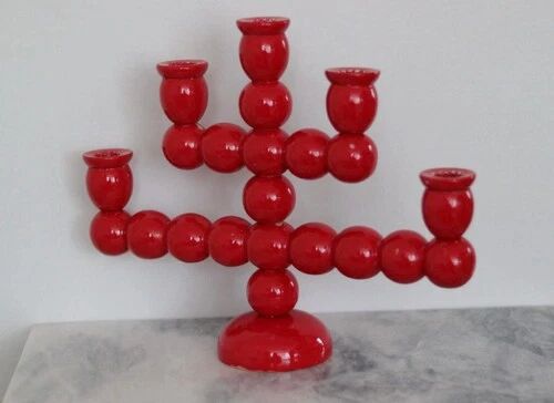 Swedish Mid Century Five-Arm Bobbin Candle Holder