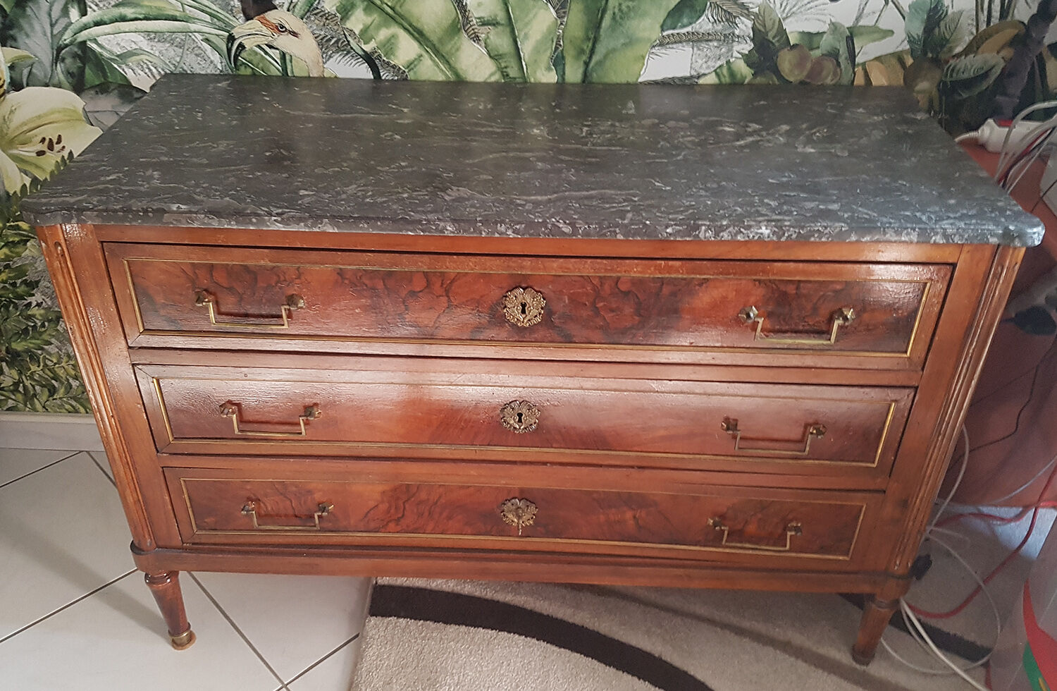 Chest of drawers louis XVI mahogany marble top