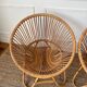 Paire de fauteuils corbeille en rotin , années 50-60