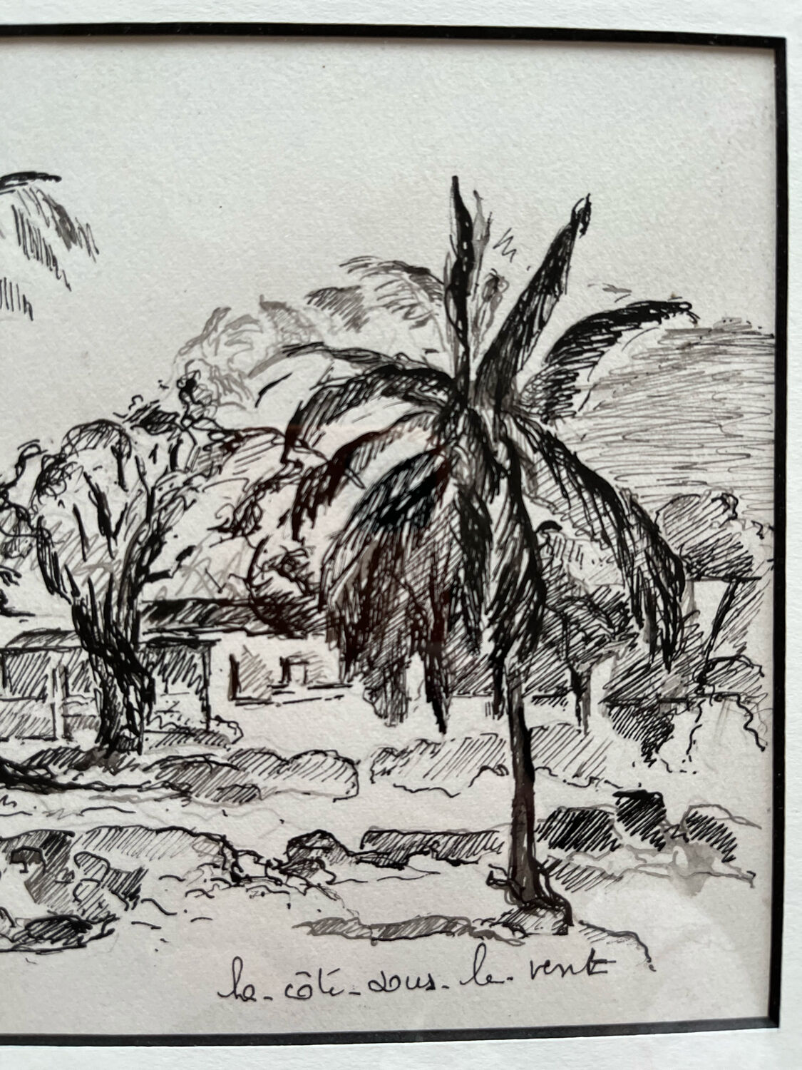 Ink drawing, The leeward coast, Jeannine Hervé