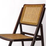 Chaise pliante en teck et rotin, Allemagne années 1970