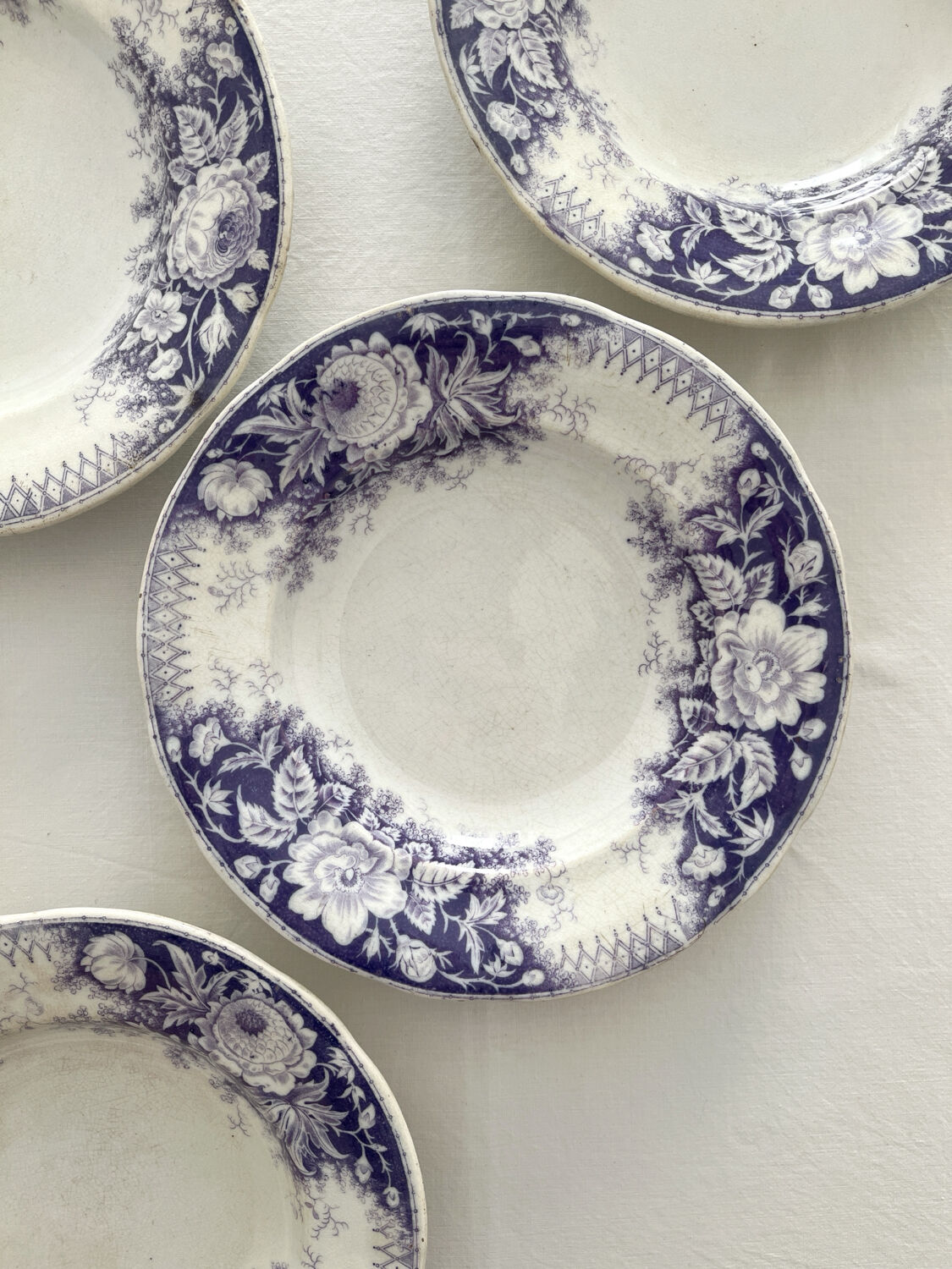 4 Sarreguemines "Jardinière" ironstone soup plates