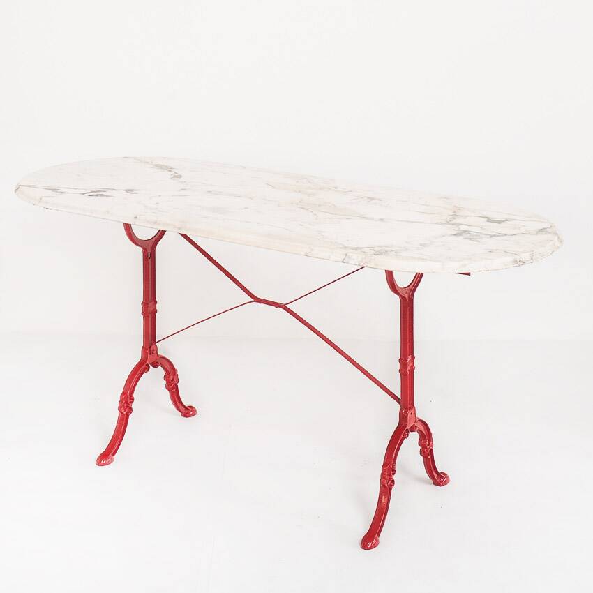 Vintage bistro table. Cast iron and marble. France, 1950s.