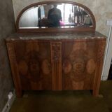 Wooden sideboard with mirror and marble top