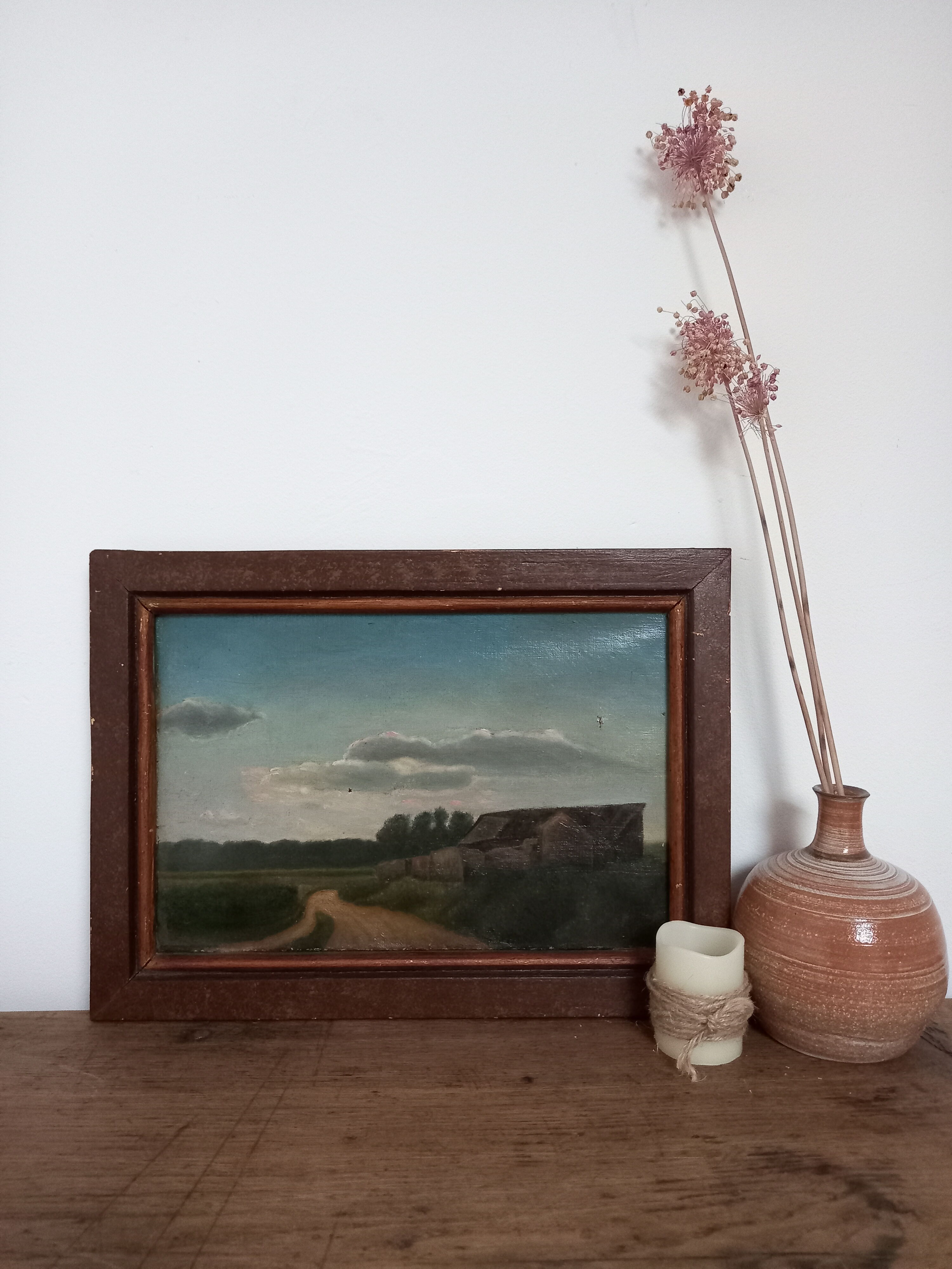Oil painting of a landscape of Reims