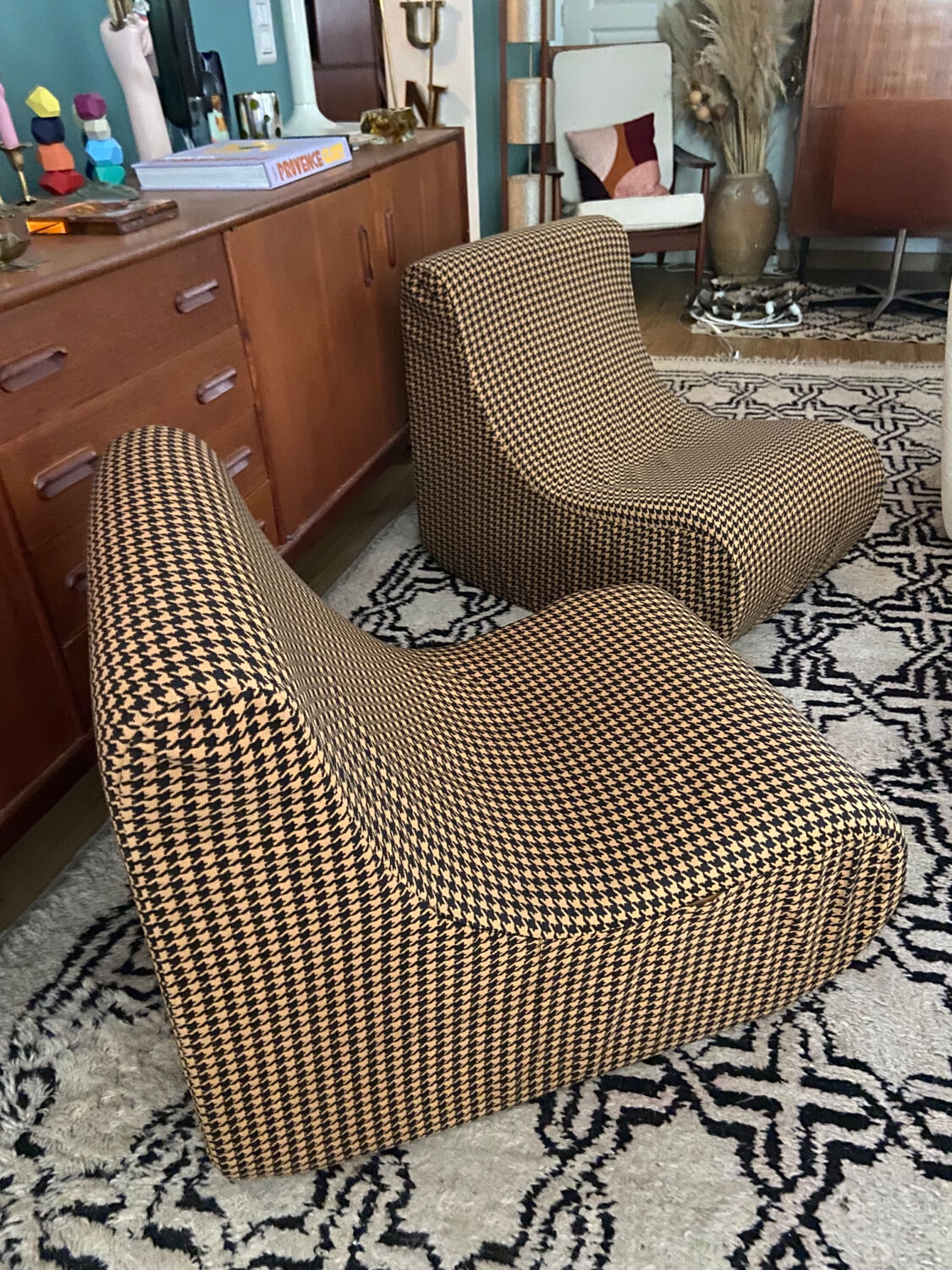 Pair of 70s foam armchairs