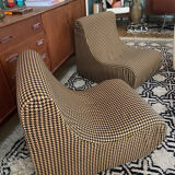 Pair of 70s foam armchairs