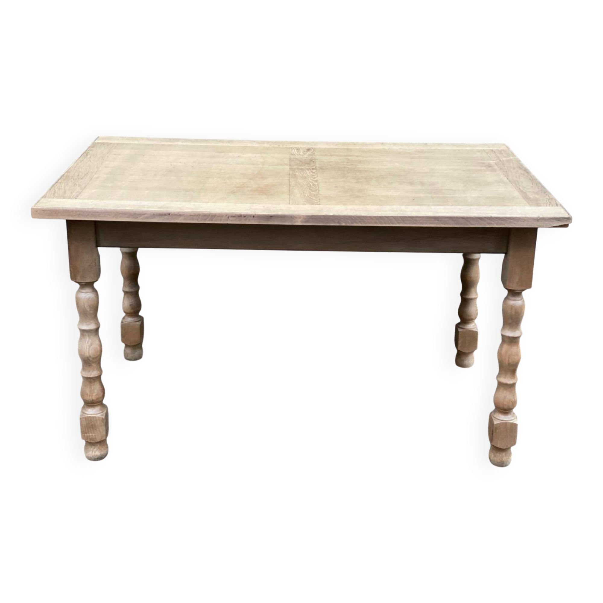 20th century extendable farmhouse dining table renovated in raw wood 225cm