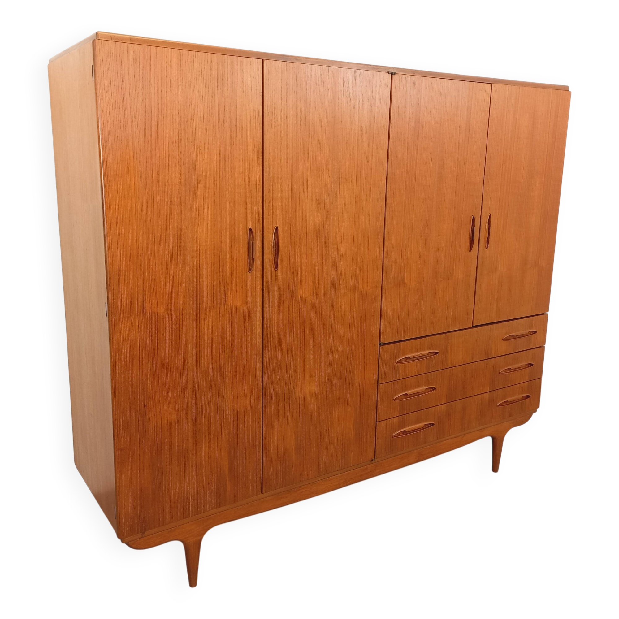 Vintage Scandinavian teak wardrobe from the 1960s.
