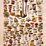 Lithograph Plate Mushrooms