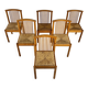 Ensemble de 6 chaises de salle à manger scandinaves en pin et jonc, 1970