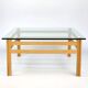 Table basse en chêne et verre années 70