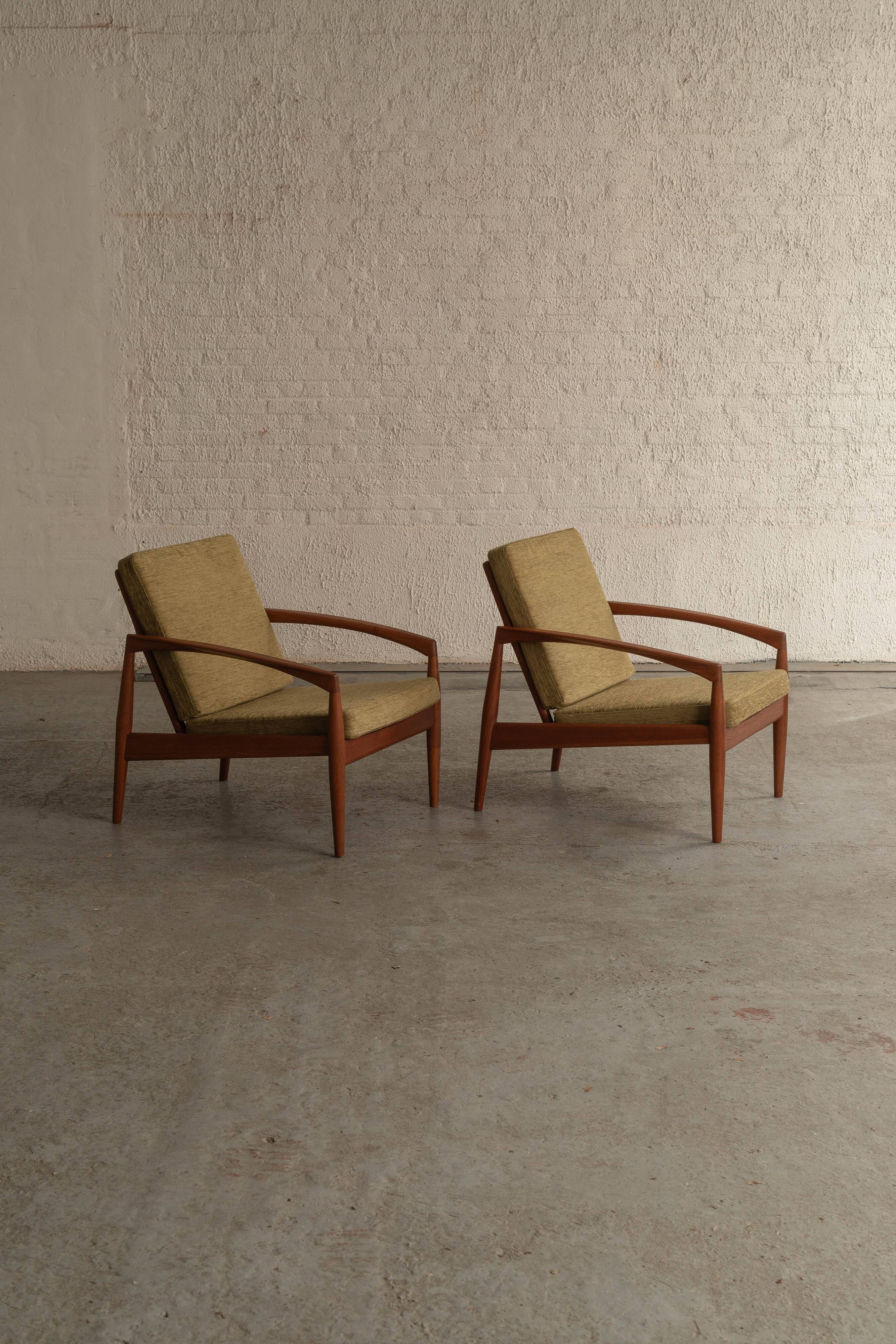 Set of 2 paperknife easy chairs by Kai Kristiansen, Denmark, 1960's