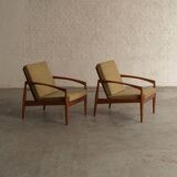 Set of 2 paperknife easy chairs by Kai Kristiansen, Denmark, 1960's