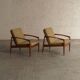 Set of 2 paperknife easy chairs by Kai Kristiansen, Denmark, 1960's