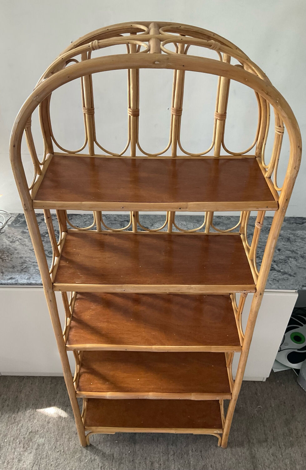 1960s-70s rattan shelf