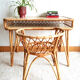 Rattan desk and chair with braces 1960