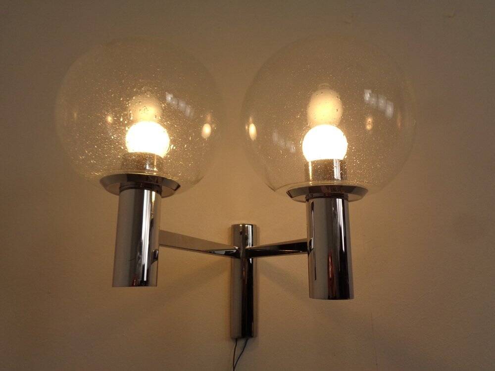 Chromed Glass Wall Lamp from OTT International, 1960s