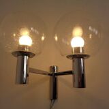 Chromed Glass Wall Lamp from OTT International, 1960s