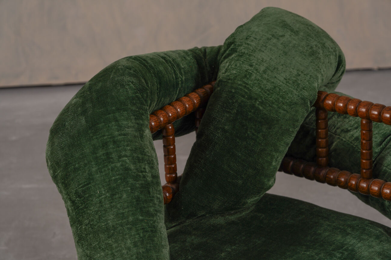 Chaises à bobines vintage, réimaginées par Corina Olaru, Hollande années 1930, ensemble de 2