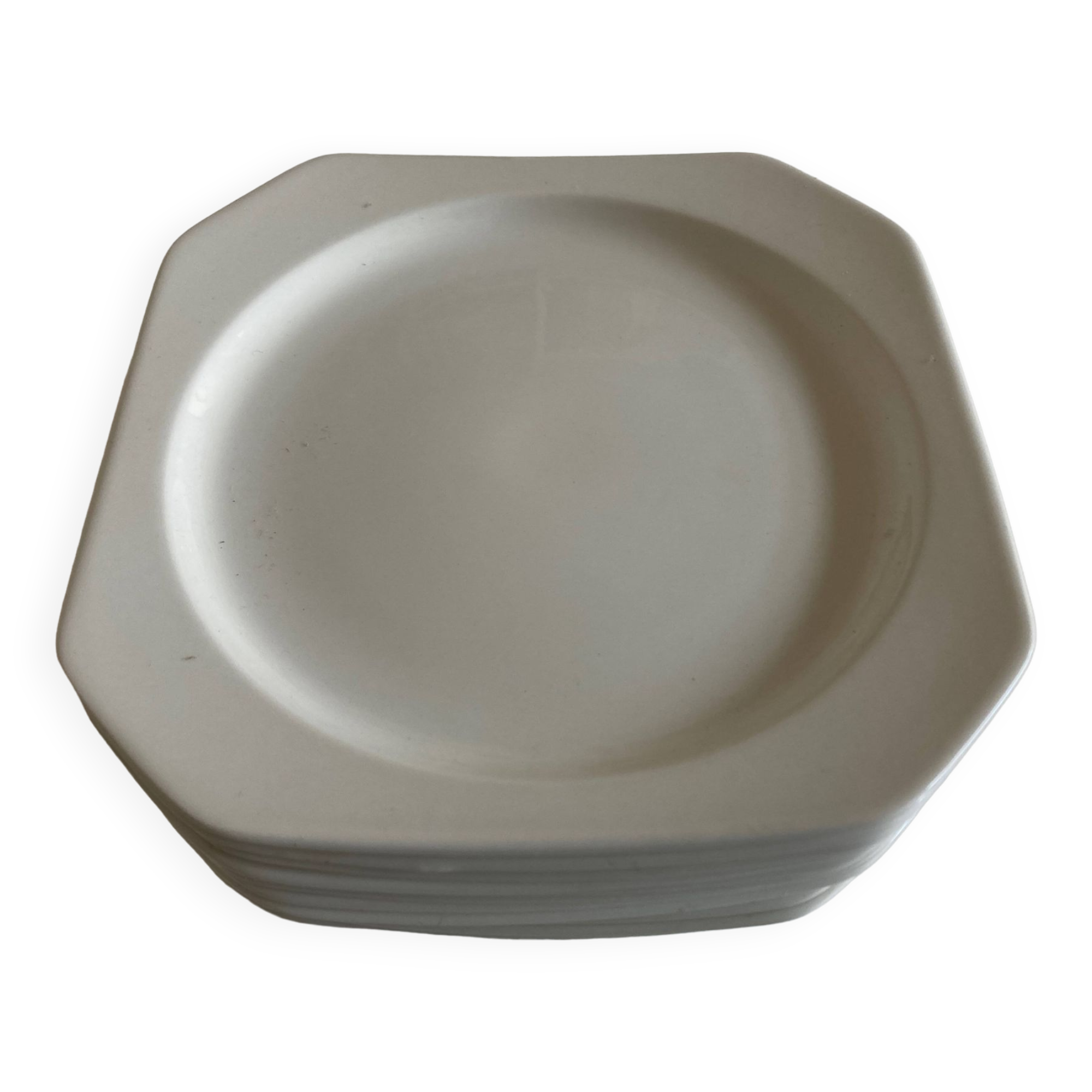 Set of 6 Scandinavian octagonal flat plates from the 1970s.
