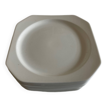 Set of 6 Scandinavian octagonal flat plates from the 1970s.