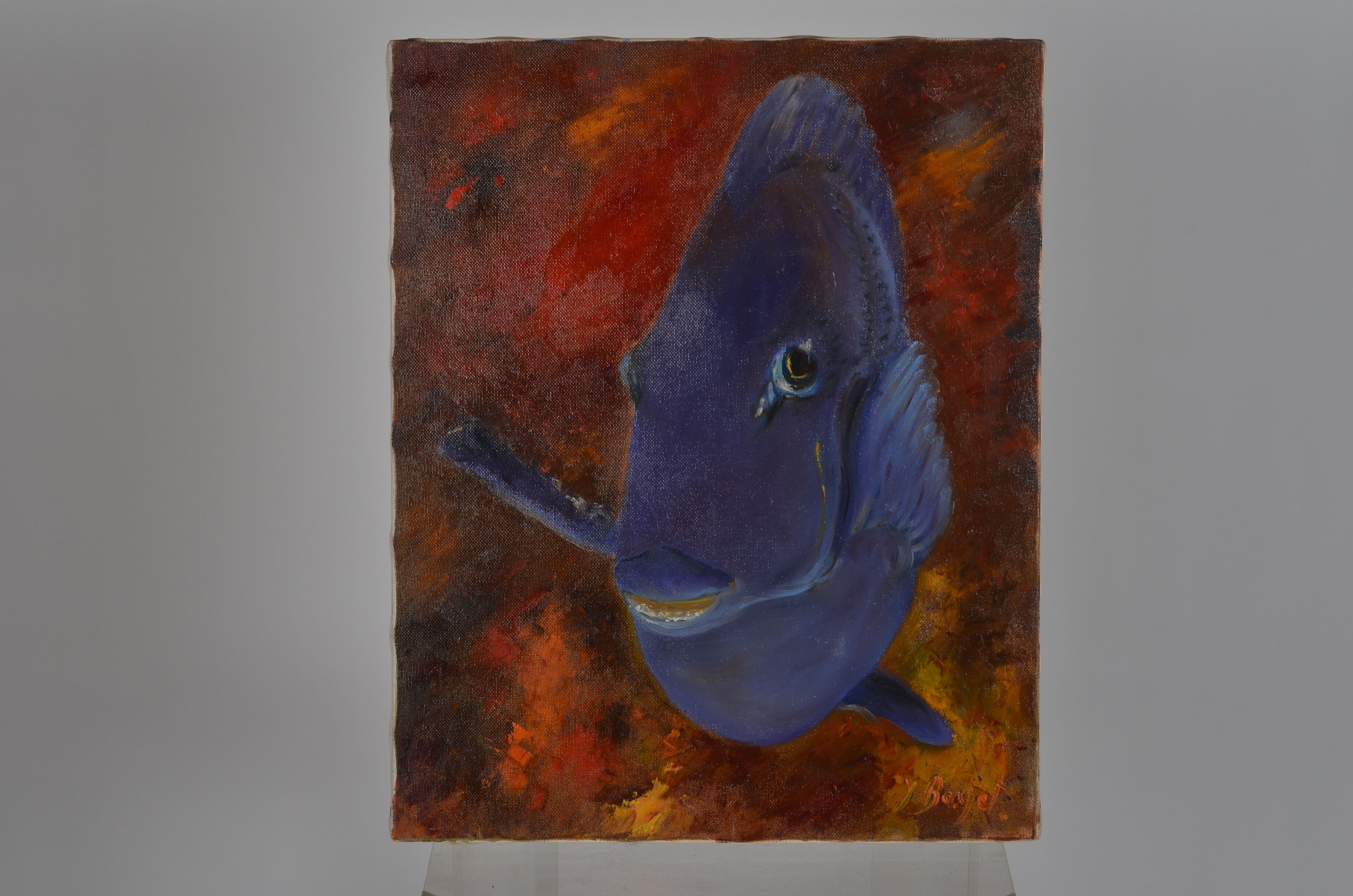 Oil on canvas blue surgeon fish