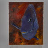 Huile sur toile poisson chirurgien bleu