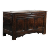 Large antique panelled English oak chest from the 18th century