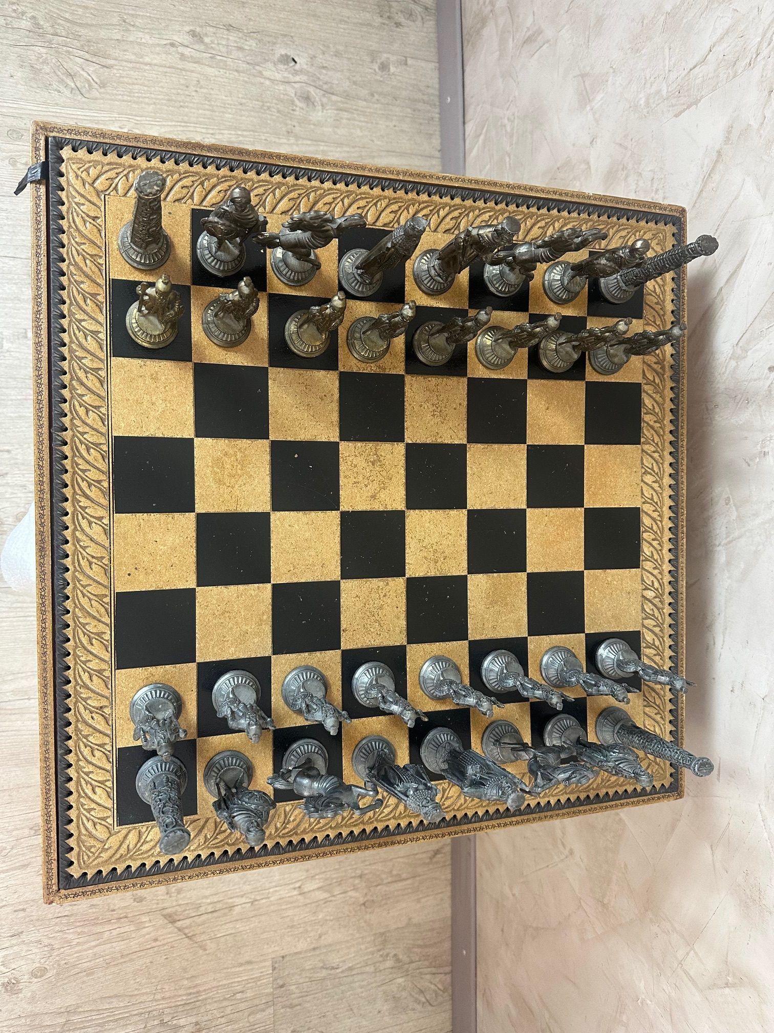 Leather and metal chess set