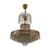 Cascade chandelier with crystal and bronze tassels