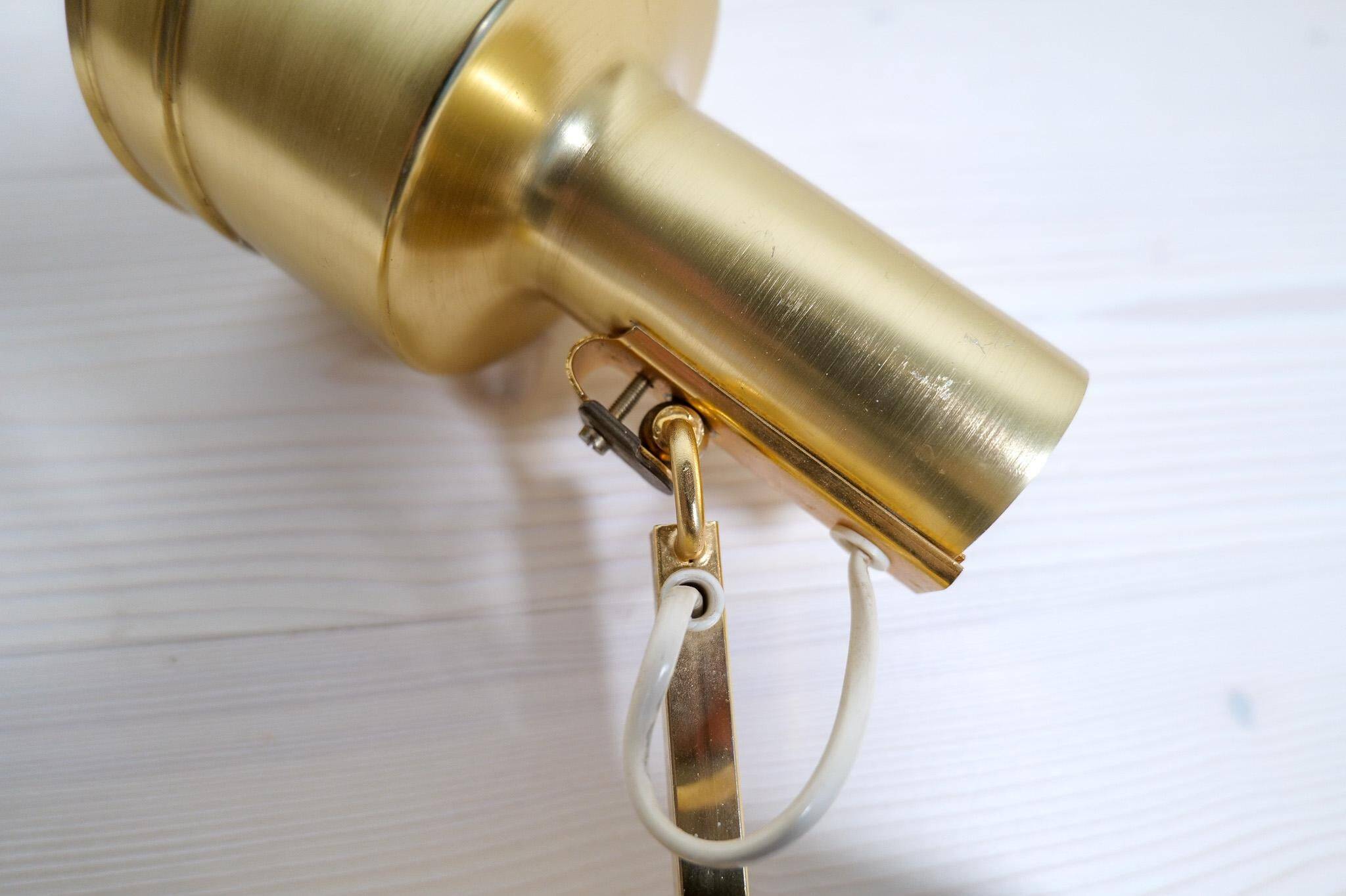 Mid-Century Modern Set of 3 Brass Wall Sconces by Sundstedt Sweden