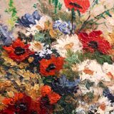 Paire d'huiles sur panneau Bouquets de fleurs P. Lamy