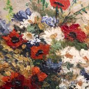 Paire d'huiles sur panneau Bouquets de fleurs P. Lamy