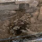 "Louis XIV" style commode with green Alpine marble and walnut burl.