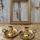 Pair of antique solid brass candle holders