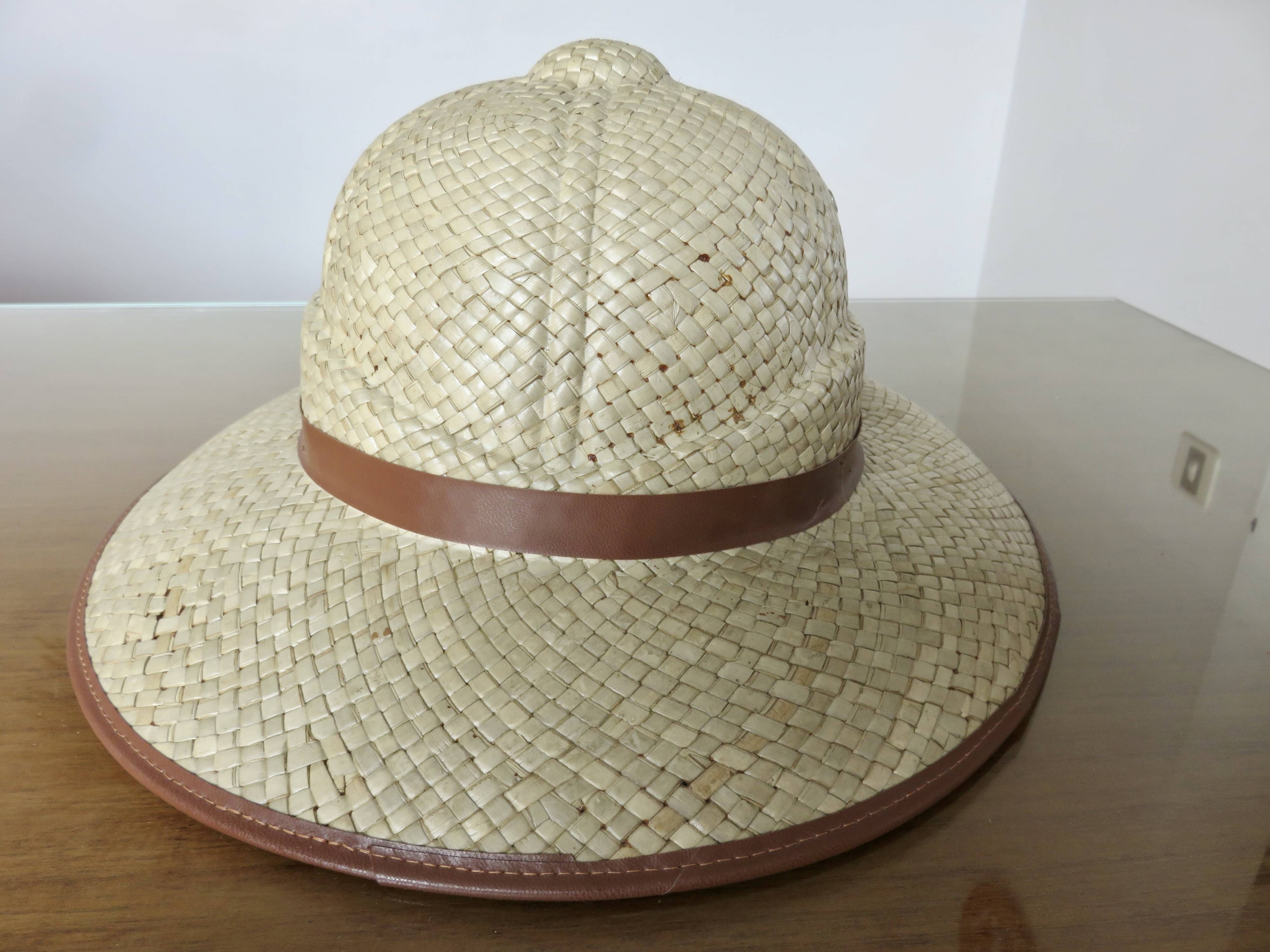Hat, colonial helmet, wicker, wall decoration, 60s 70s