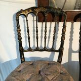 Pair of black laqué wooden chairs napoleon III era